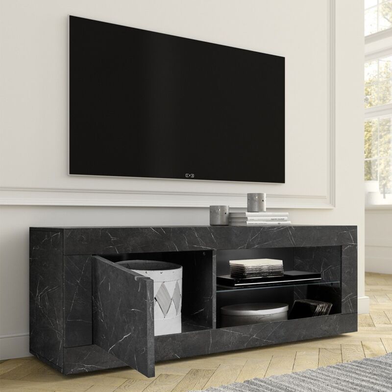 CALICOSY - Petit meuble TV 1 porte sans éclairage Initial - L140 cm
