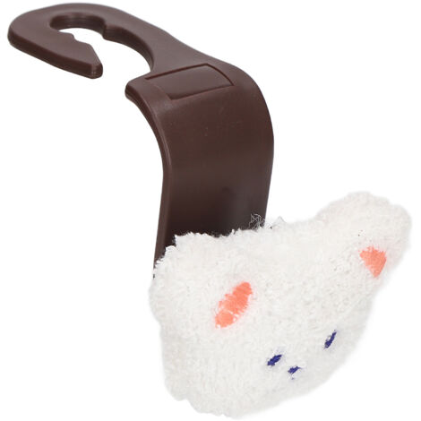 Support de tête portable pour siège auto, ornement mignon ours en peluche pour accrocher, accessoires bébé pour biberon et bavoir, modèle blanc
