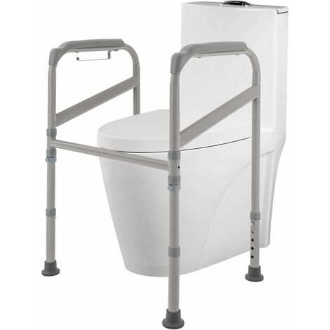 Support de toilette, cadre de toilette, chaise de toilette, aide au redressement des toilettes, hauteur réglable avec poignée antidérapante, tapis de sol, capacité de charge 200 kg, pour les personnes