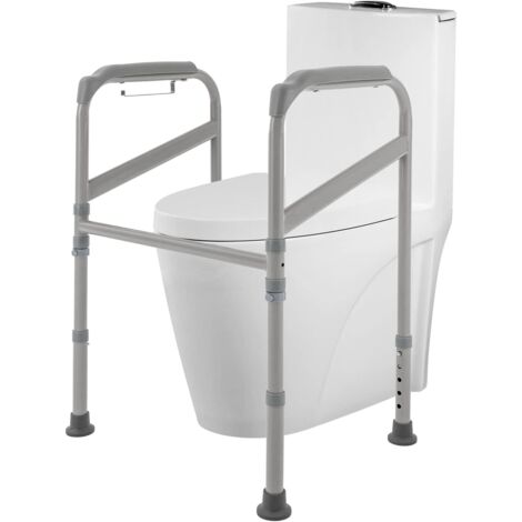Support de toilette, cadre de toilette, chaise de toilette, aide au redressement des toilettes, hauteur réglable avec poignée antidérapante, tapis de sol, capacité de charge 200 kg, pour les personnes