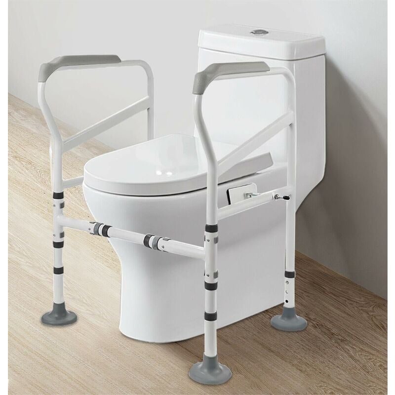 Support de toilettes pour toilettes - Avec poignées - Réglable - Cadre de sécurité pour personnes âgées et handicapés (100 kg)