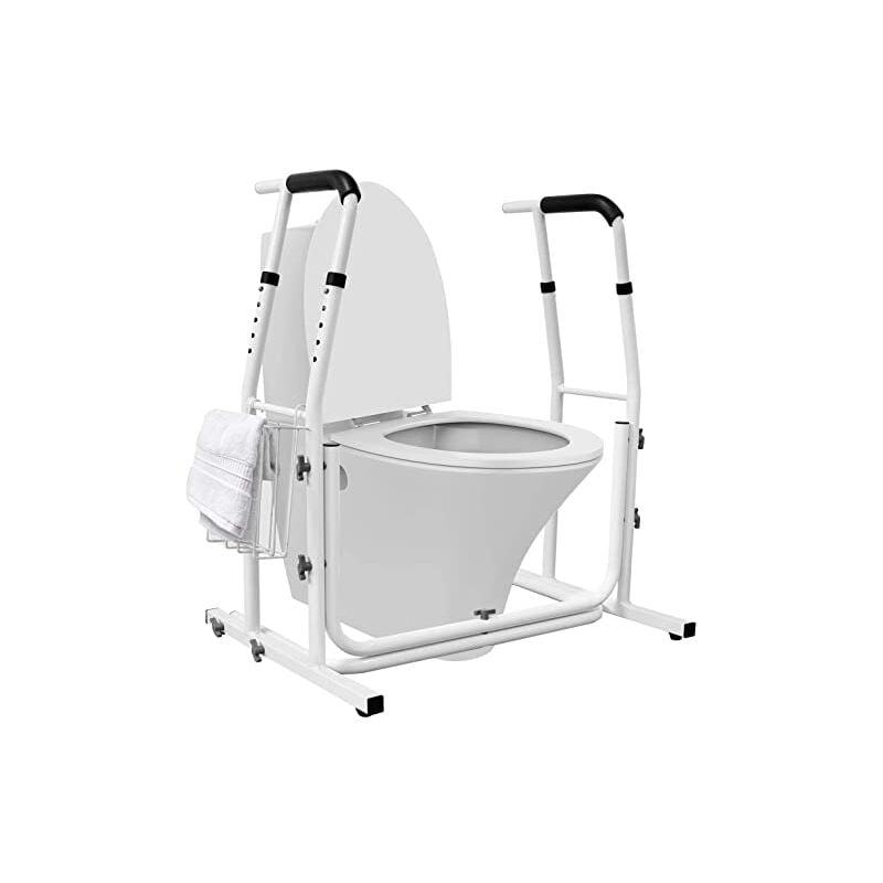 Naizy - Support de toilettes réglable en hauteur et angle réglable avec panier de rangement pour wc - Charge maximale : 200 kg