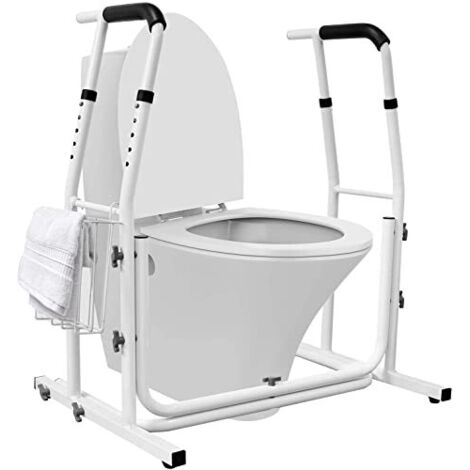 Support de toilettes réglable en hauteur et angle réglable avec panier de rangement pour WC - Charge maximale : 200 kg NAIZY