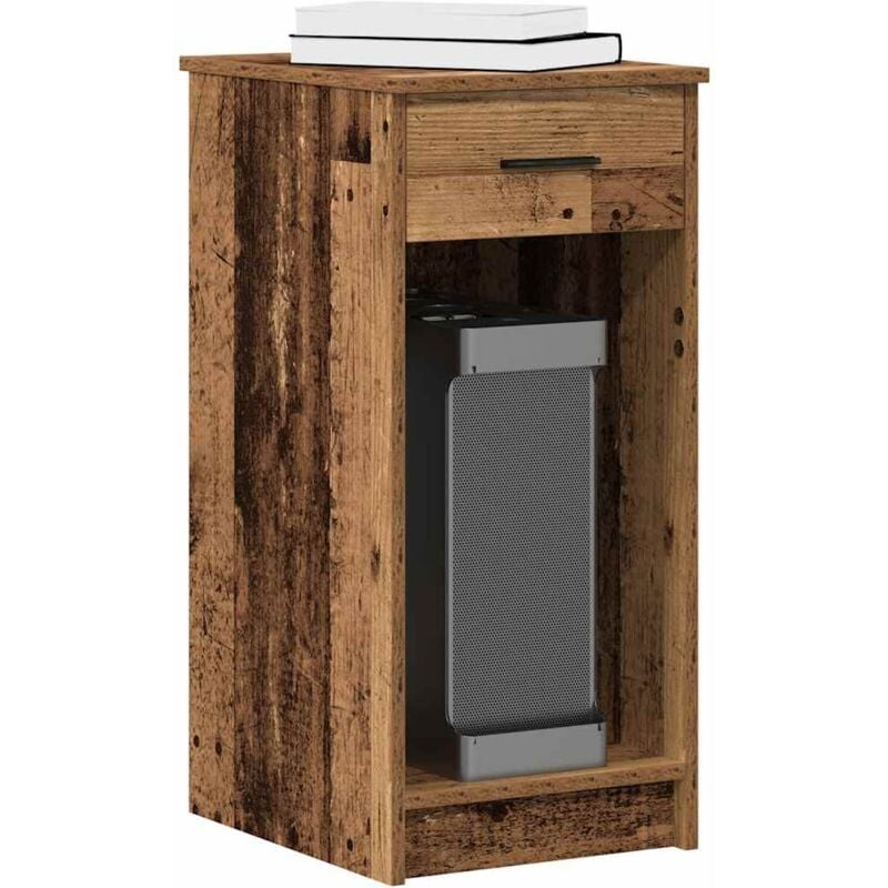 Vidaxl - Support de tour d'ordinateur avec tiroir vieux bois 35x45x77 cm