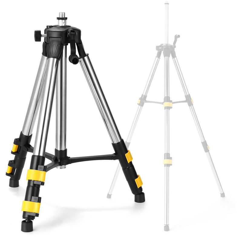 Support de trépied de barre d'extension en acier inoxydable de 1,2 m, pour niveau laser, avec niveau à bulle, trois réglages de hauteur