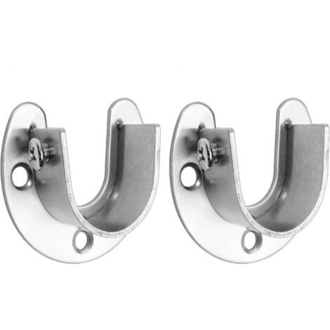 Support de Tringle à Rideau, 2 PCS Cintre à Rideau Support en Forme de U, Support de Rail Mural Réglable en Acier Inoxydable pour Barre de Penderie-