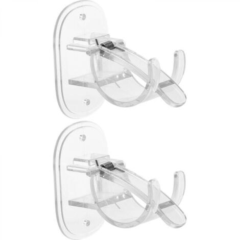 Support de Tringle à Rideau Auto-Adhésif 2Pcs Fixation Murale Plastique Transparent Installation Facile Accessoire Pratique pour Rideaux de Bain et Tonnelles