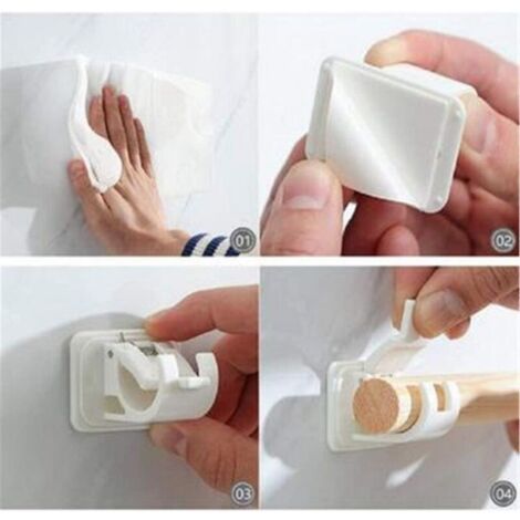 Support de tringle à rideau, crochet auto-adhésif pour tringle à rideau, crochet mural et fixation, installation facile, ABS, 4 pièces