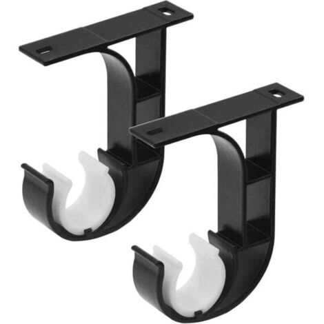 Support de tringle à rideau, crochet de plafond, pour tringles de 26 à 28 mm, lot de 2, noir