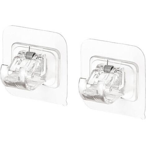 Support de Tringle à Rideau, Crochets Autocollants pour Tringle à Rideaux, Support de Tringle à Rideau Transparent 4 Pièces Support de Crochet de Rideau pour Cuisine Salle de Bain