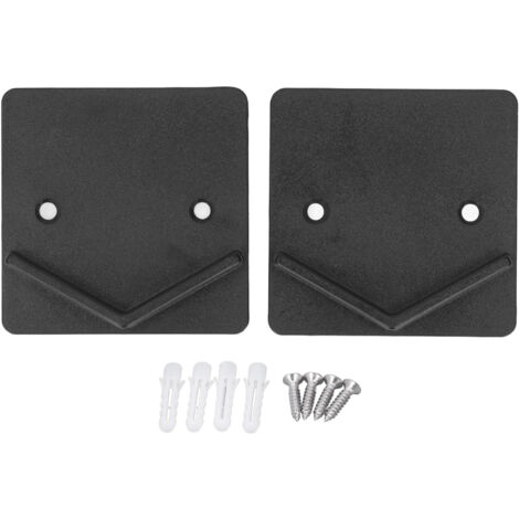 Support de tringle à rideau de douche 2 Pièces Fixation Murale avec Extrémités Carrées et Clips Noir ABS