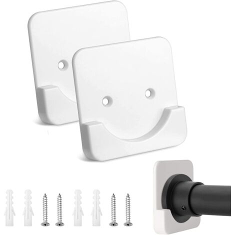 Support de tringle à rideau de douche 2 pièces, support de tige adhésive, installation sans perçage, support de tringle de douche mural avec vis