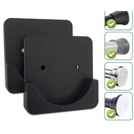 Support de tringle à rideau de douche noir (lot de 2), fixation adhésive pour tringle, aucun perçage requis, support de tringle à rideau de douche mural, avec vis, convient aux salles de bains, chamb