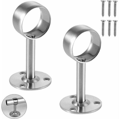 Support de tringle à rideau de plafond XVX, tringle, support de tube de placard, support de tringle de placard, support de fixation réglable en acier inoxydable avec vis pour étendoir, armoire, cuisin