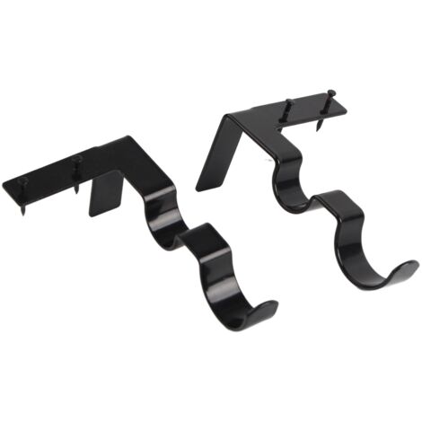 Support de tringle à rideau Double en acier, support de charge de 20lb, assemblage facile, crochets pour tringle à rideau, noir, 2 pièces