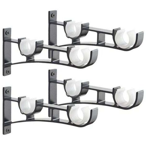 Support de tringle à rideau en aluminium Basetbl – Lot de 4, charge max. 50 kg, compatible Ø 1–3 cm, boucle antidérapante