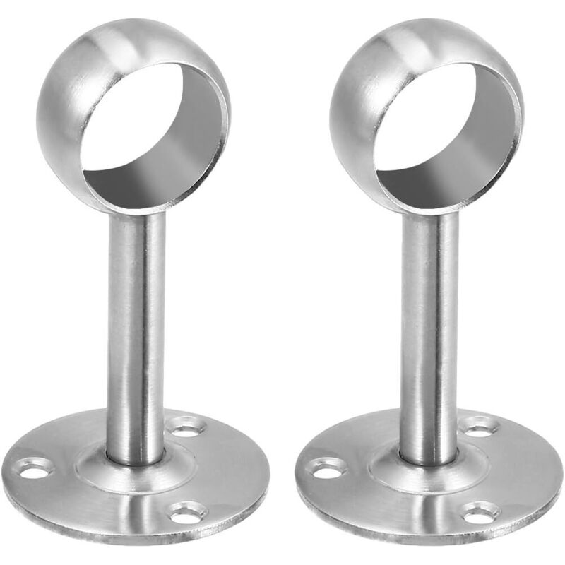 Support de tringle à rideau, fixation murale et plafond, avec vis, lot de 2, 32 mm, argent