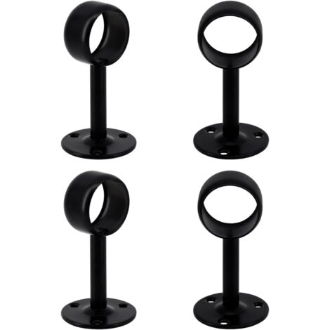 Support de tringle à rideau, fixation murale et plafond, avec vis, lot de 4, 32 mm, noir