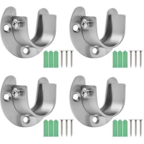 Support de Tringle à Rideau, Lot de 4 Acier Inoxydable Support pour tringle Ouverte en Forme de U
