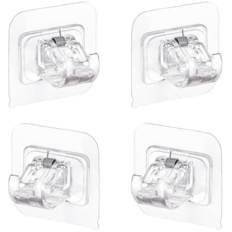 Support de tringle à rideau - Non Percé - 4 Pcs - Adhésif Fort - Blanc - Salle de Bain