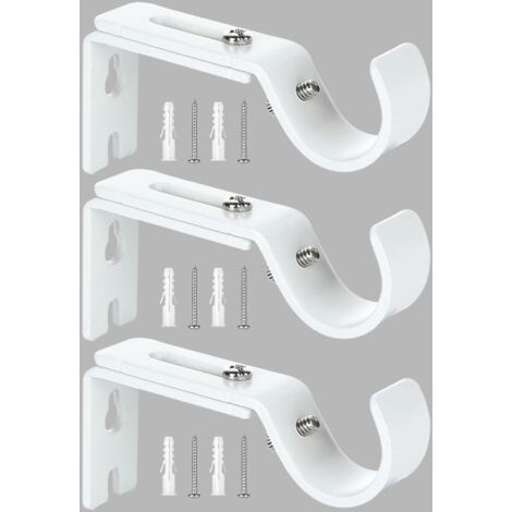 Support de Tringle à Rideau Réglable,3 Pcs Supports Murale Réglables,Support pour Tringle à Rideau,Compatible avec les tringles à rideau d'un diamètre maximal de 20mm-25mm(Blanc)