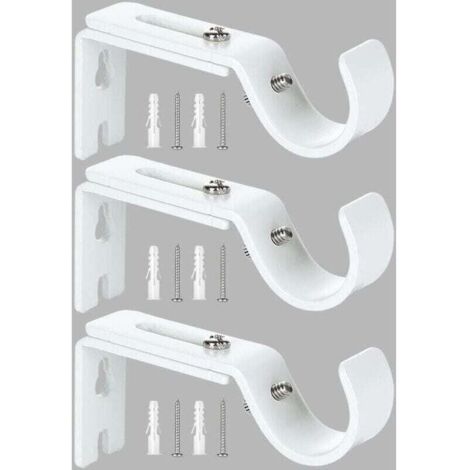 Support de Tringle à Rideau Réglable,3 Pcs Supports Murale Réglables,Support pour Tringle à Rideau,Compatible avec les tringles à rideau d'un diamètre maximal de 20mm-25mm(Blanc)