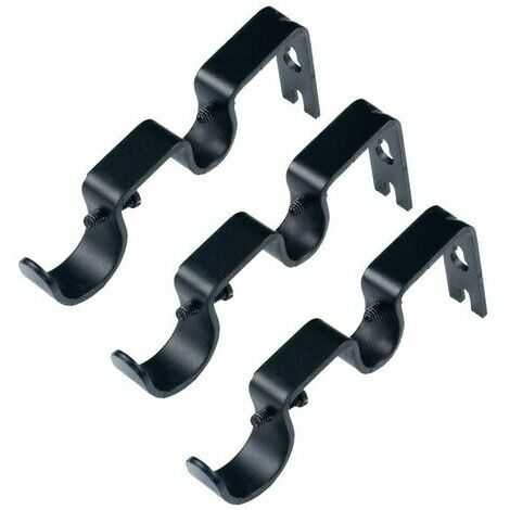 Support de tringle à rideau robuste Support de tringle double Tringle de 1 "et 5/8", non réglable, ensemble de 3