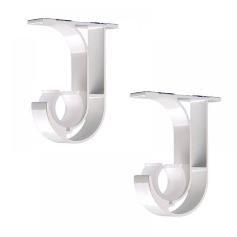 Support de tringle à rideau, support de tringle à rideau de plafond pour tringle de 28 mm, lot de 2, blanc