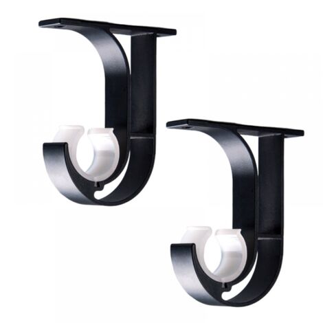 Support de tringle à rideau, support de tringle à rideau de plafond pour tringle de 28 mm, lot de 2, noir
