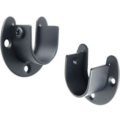 Support de Tringle à Rideaux Douilles en Forme de U Support Tringle Penderie Extrémité de Tige de Penderie pour Rideau ou Armoire, Noir Mat en Acier Inoxydable, 28 mm, 2 Pcs, EFL8001UB-2P--