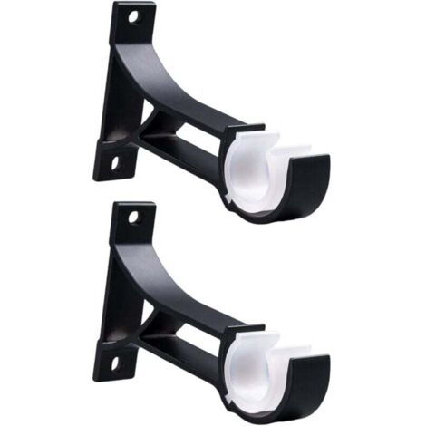 Support de tringle à rideaux, fixation murale, pour tringles de 28 mm, lot de 2, noir