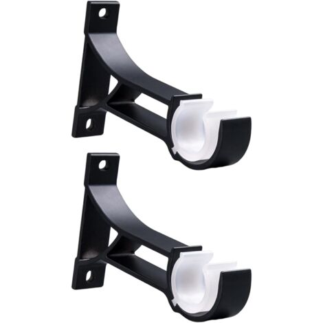 Support de tringle à rideaux, fixation murale, pour tringles de 28 mm, lot de 2, noir