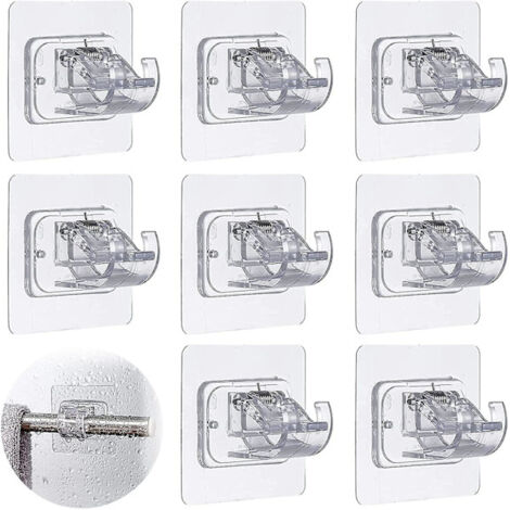 Support de tringle à rideaux sans perçage, 8 supports de tringle à rideaux auto-adhésifs, supports de tringle à rideaux 3M sans