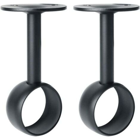 Support de Tringle à Rideaux Support Tringle Penderie avec Vis Support de Plafond pour Rideau et Armoire, Noir Mat en Acier Inoxydable, Diamètre 32 mm, 2 Pcs