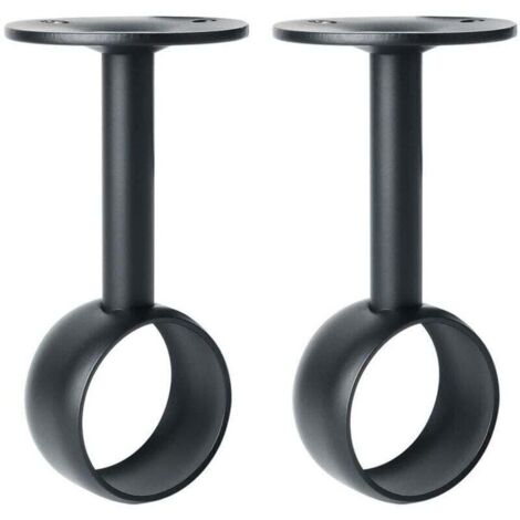 Support de Tringle à Rideaux Support Tringle Penderie avec Vis Support de Plafond pour Rideau et Armoire, Noir Mat en Acier Inoxydable, Diamètre 32 mm, 2 Pcs