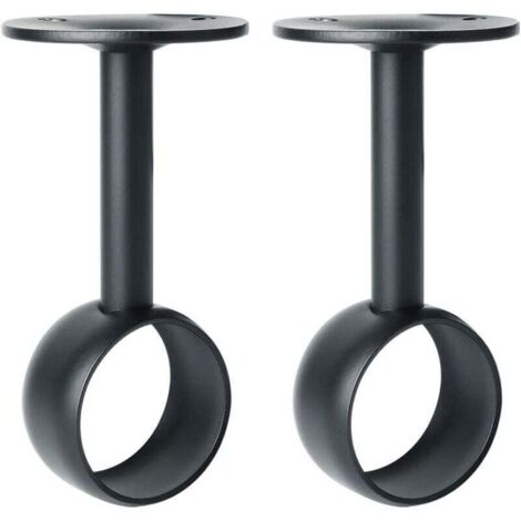 Support de Tringle à Rideaux Support Tringle Penderie avec Vis Support de Plafond pour Rideau et Armoire, Noir Mat en Acier Inoxydable, Diamètre 32 mm, 2 Pcs
