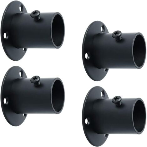 Support de Tringle à Rideaux Support Tringle Penderie avec Vis Support Tringle pour Armoire, en Acier Inoxydable Finition Noire, Diamètre 26 mm, 4 Pcs