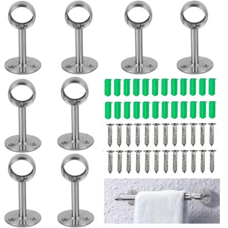 Support De Tringle A Rideaux,8PCS 19mm Support Tringle Penderie Support Barre Penderie Supports de Au Plafond Pour Les Surfaces De Plafond Ou De Mur Adaptes A L'installation De Rideaux