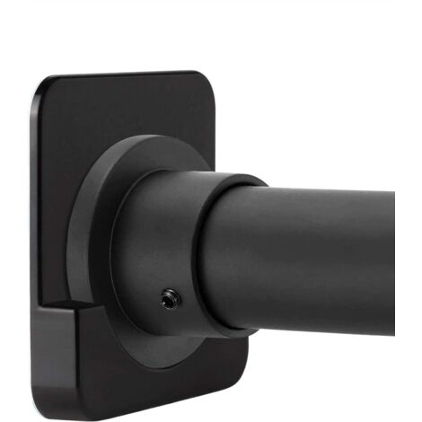 Support de tringle de douche noir mural  Fixateur de tringle à tension pour carrelage  Sans perçage  Adhésif  Lot de 2 (tringle à rideau non incluse)