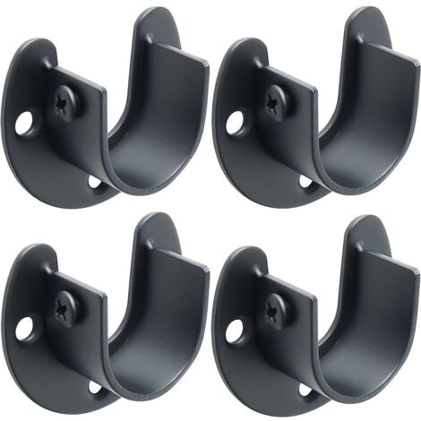 support De Tringle  Rideaux Douilles En Forme De U Support Tringle Penderie Extrmit De Tige De Penderie Pour Rideau Ou Armoire, Noir Mat En Acier