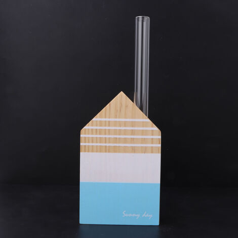 Support de Tubes à Fleurs en Bois Rustique - Décoration Minimaliste pour Bureau ou Maison (TT-06)