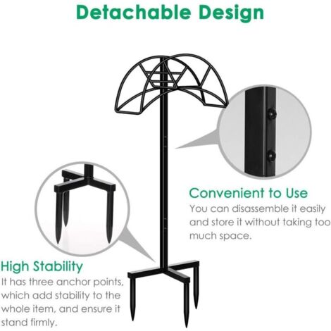 Support de tuyau d'arrosage Support de tuyau d'arrosage amovible en métal Support de tuyau Support de tuyau robuste Support de tuyau de rangement de tuyau d'arrosage autoportant pour jardin extérieur,