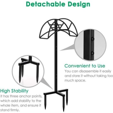 Support de tuyau d'arrosage Support de tuyau d'arrosage amovible en métal Support de tuyau Support de tuyau robuste Support de tuyau de rangement de tuyau d'arrosage autoportant pour jardin extérieur,