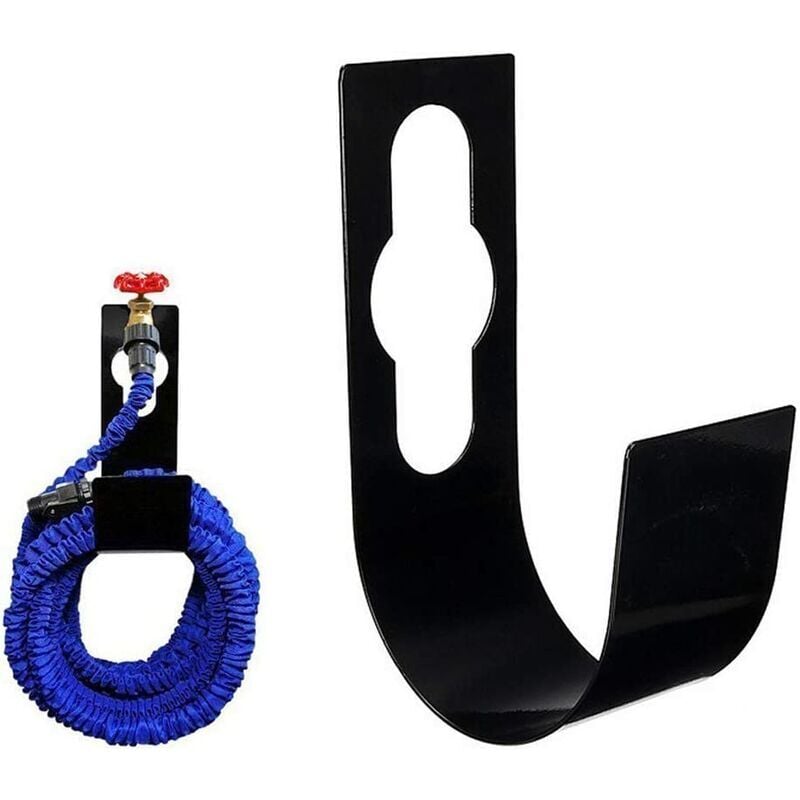 Support de tuyau extensible noir jardin support de tuyau en métal robuste support de tuyau d'arrosage mural support de tuyau crochet pour tuyau d'eau
