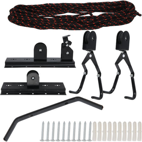 Support de Vélo Plafonnier avec Poulie, Système de Levage pour Bicyclette, Rack de Rangement Mur ou Plafond