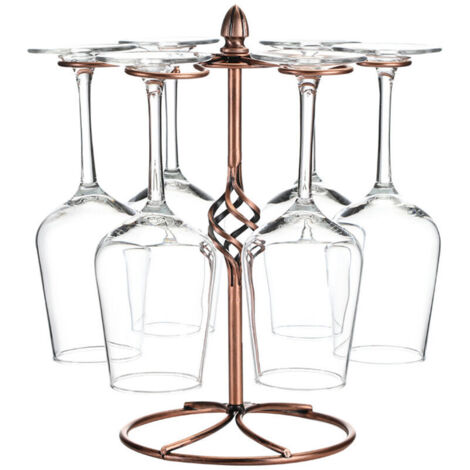 Support de Verre à Vin de Comptoir, Présentoir de Verres à Vin de Table Autoportant avec 6 Crochets, Support de Rangement de Verres à Pied pour Bar Rangement à Maison