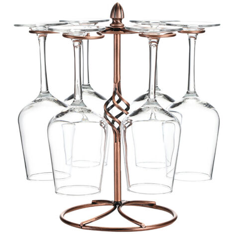 Support de Verre à Vin de Comptoir, Présentoir de Verres à Vin de Table Autoportant avec 6 Crochets, Support de Rangement de Verres à Pied pour Bar Rangement à Maison