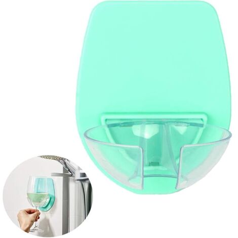 Support de verre à vin en silicone pour baignoire et douche, accessoires pour vin et bière, support à ventouse avec forte ventouse (vert)