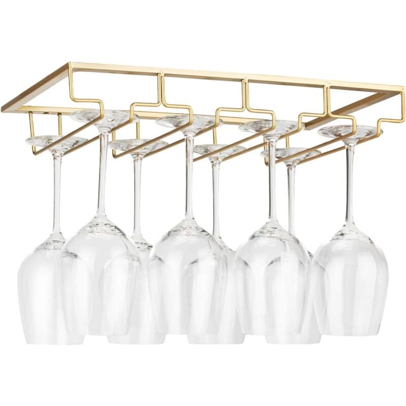 Ersandy - Support de Verre à Vin - Porte-Verres à Pied Suspendu sous Armoire en Métal avec Vis, Support de Rangement pour Verre en Fer Inoxydable