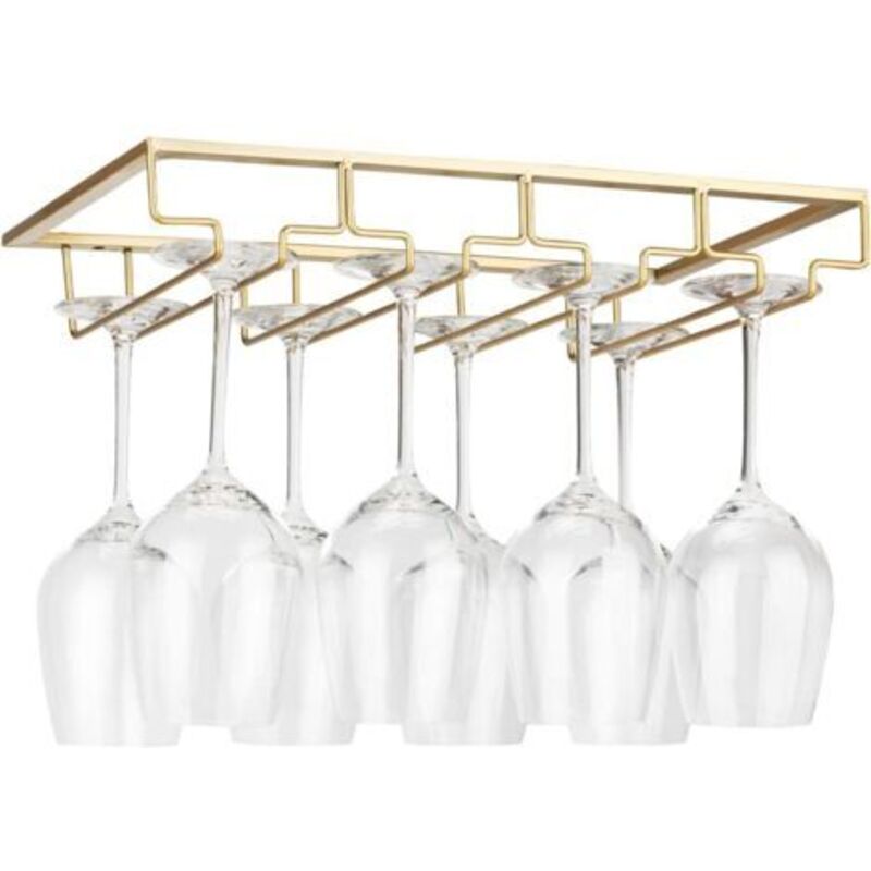 Support de Verre à Vin - Porte-Verres à Pied Suspendu sous Armoire en Métal avec Vis, Support de Rangement pour Verre en Fer Inoxydable avec 4